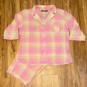 Ralph Lauren women’s XL pajamas Pink Plaid
Top bottom cotton light cropped pjs